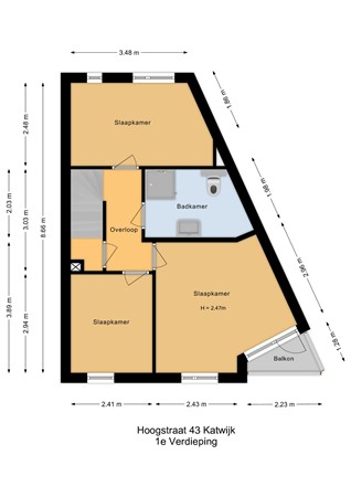 Floorplan - Hoogstraat 43, 2225 BD Katwijk